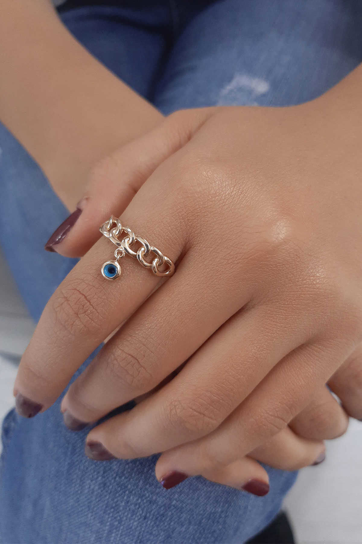 14 Ayar Altın Kemerli Göz Yüzük - Fiyonk Kuyumculuk