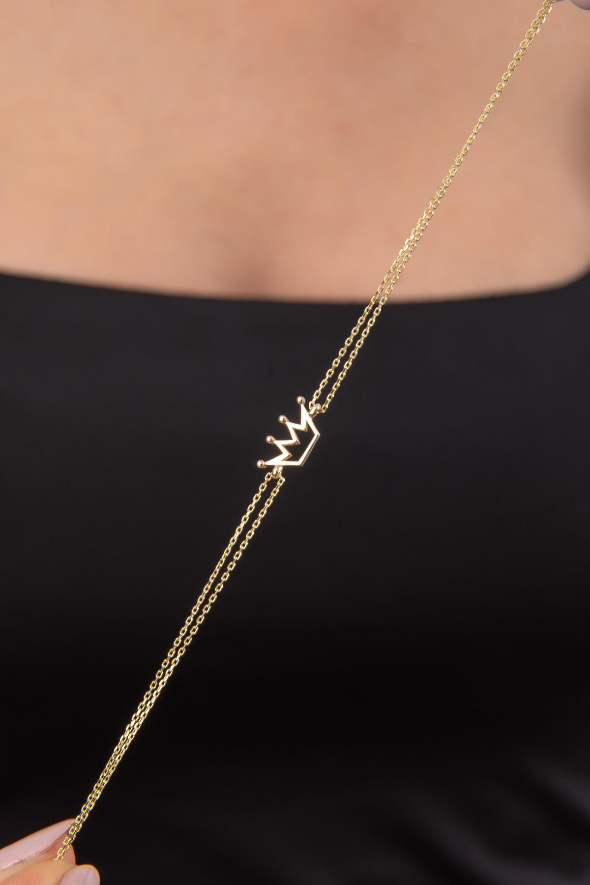 14 Ayar Altın Kraliçe Tacı Bileklik - Fiyonk Kuyumculuk (1)