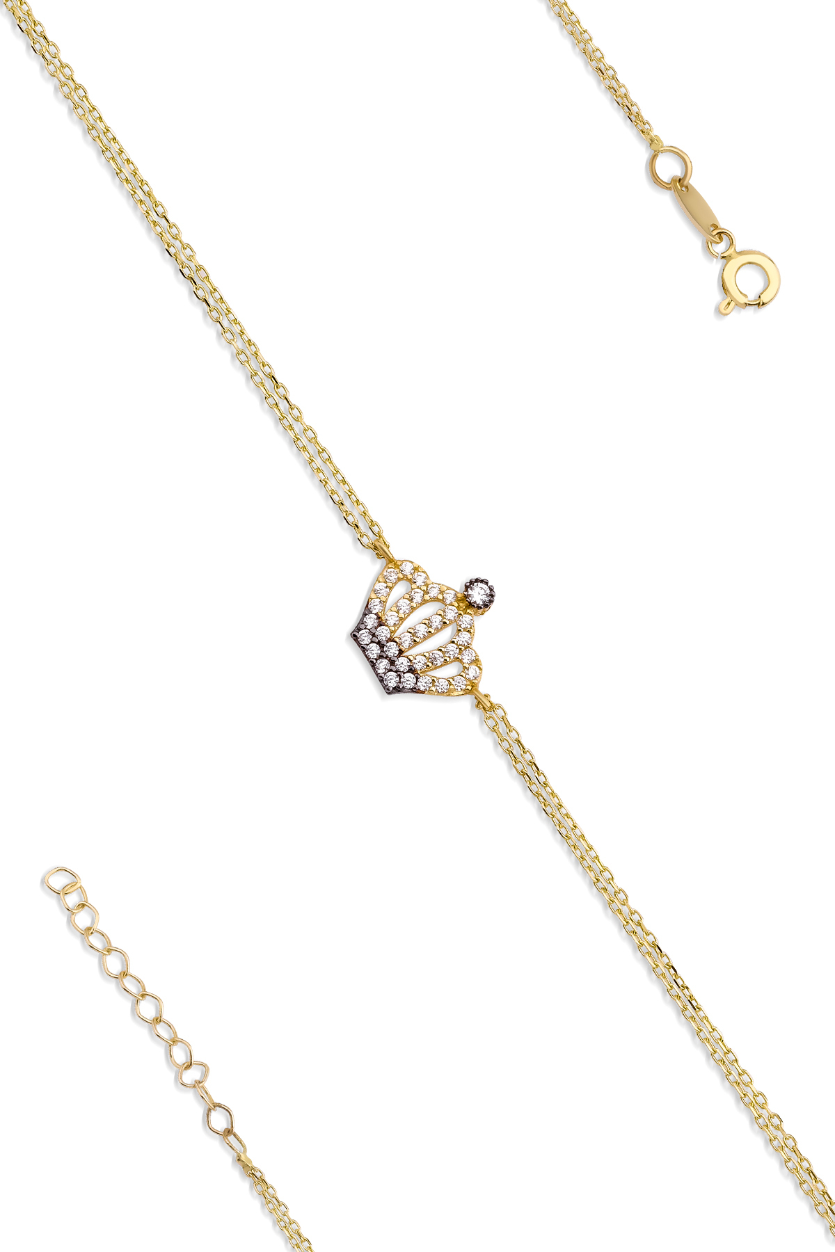 14 Ayar Altın Kraliçe Tacı Bileklik - Fiyonk Kuyumculuk