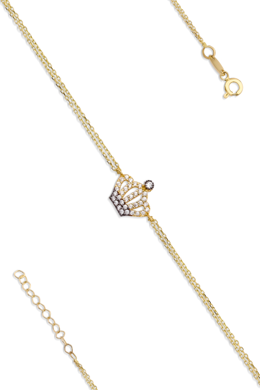 14 Ayar Altın Kraliçe Tacı Bileklik - Fiyonk Kuyumculuk