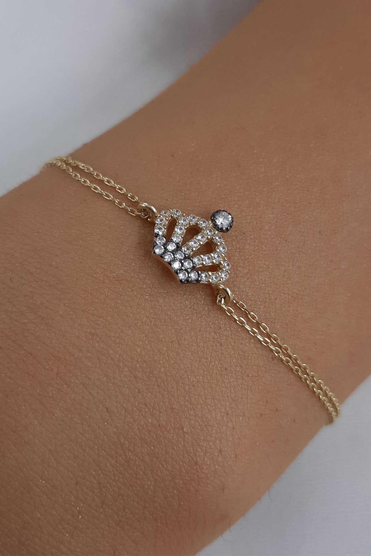 14 Ayar Altın Kraliçe Tacı Bileklik - Fiyonk Kuyumculuk (1)