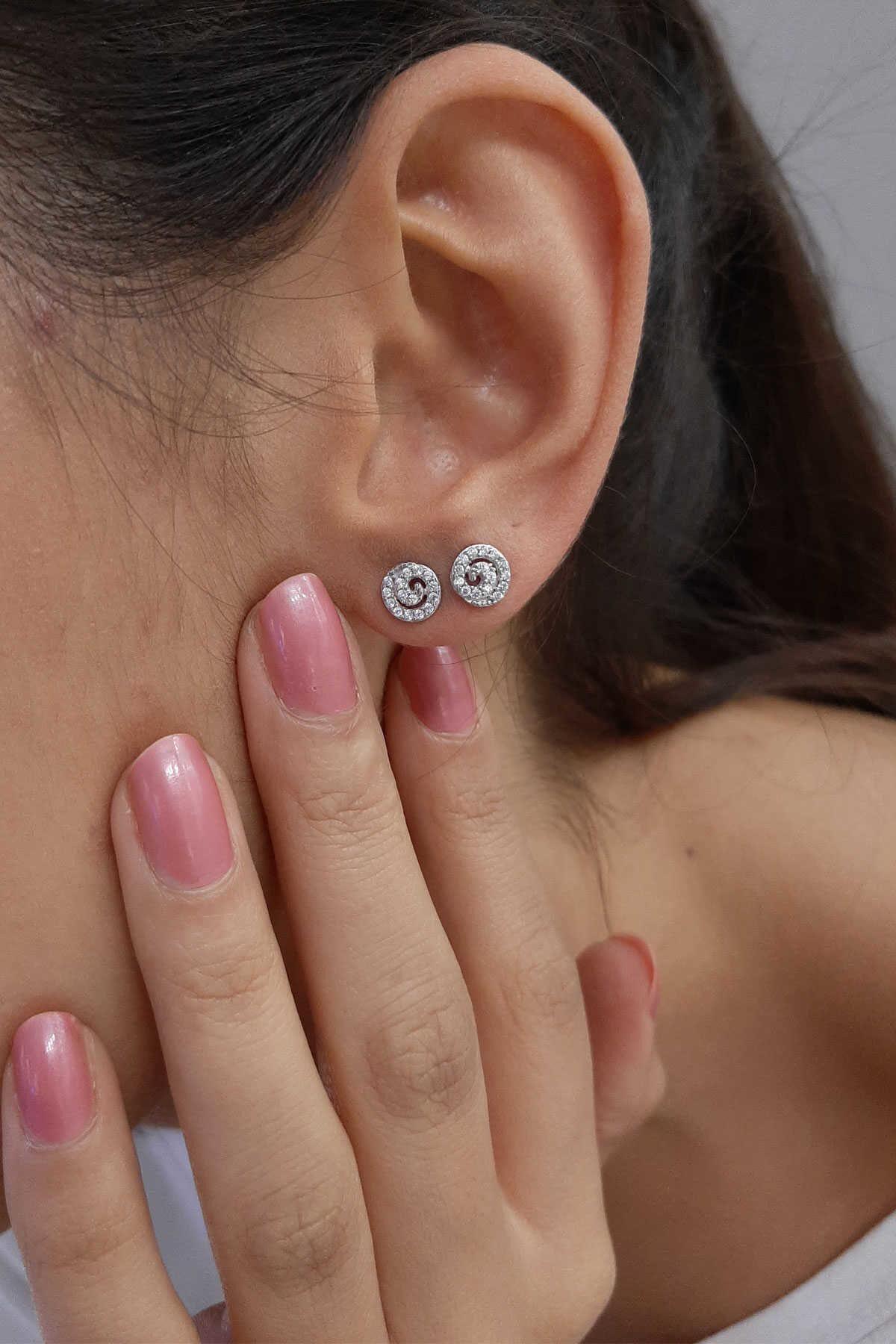 14 Ayar Altın Swarovski Taşlı Lava Küpe - Fiyonk Kuyumculuk (1)