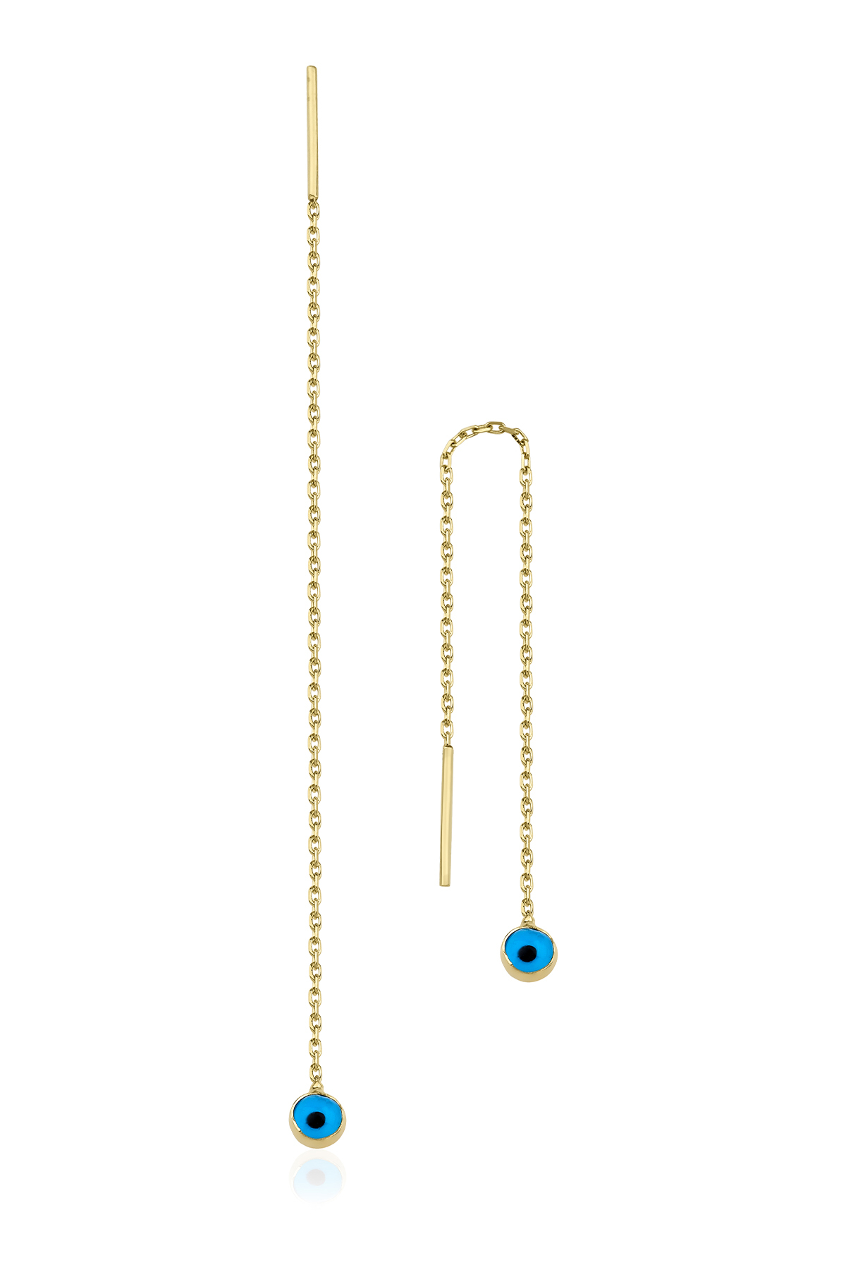 14 Ayar Altın Nazar Boncuklu Göz Sallantılı Küpe - Fiyonk Kuyumculuk