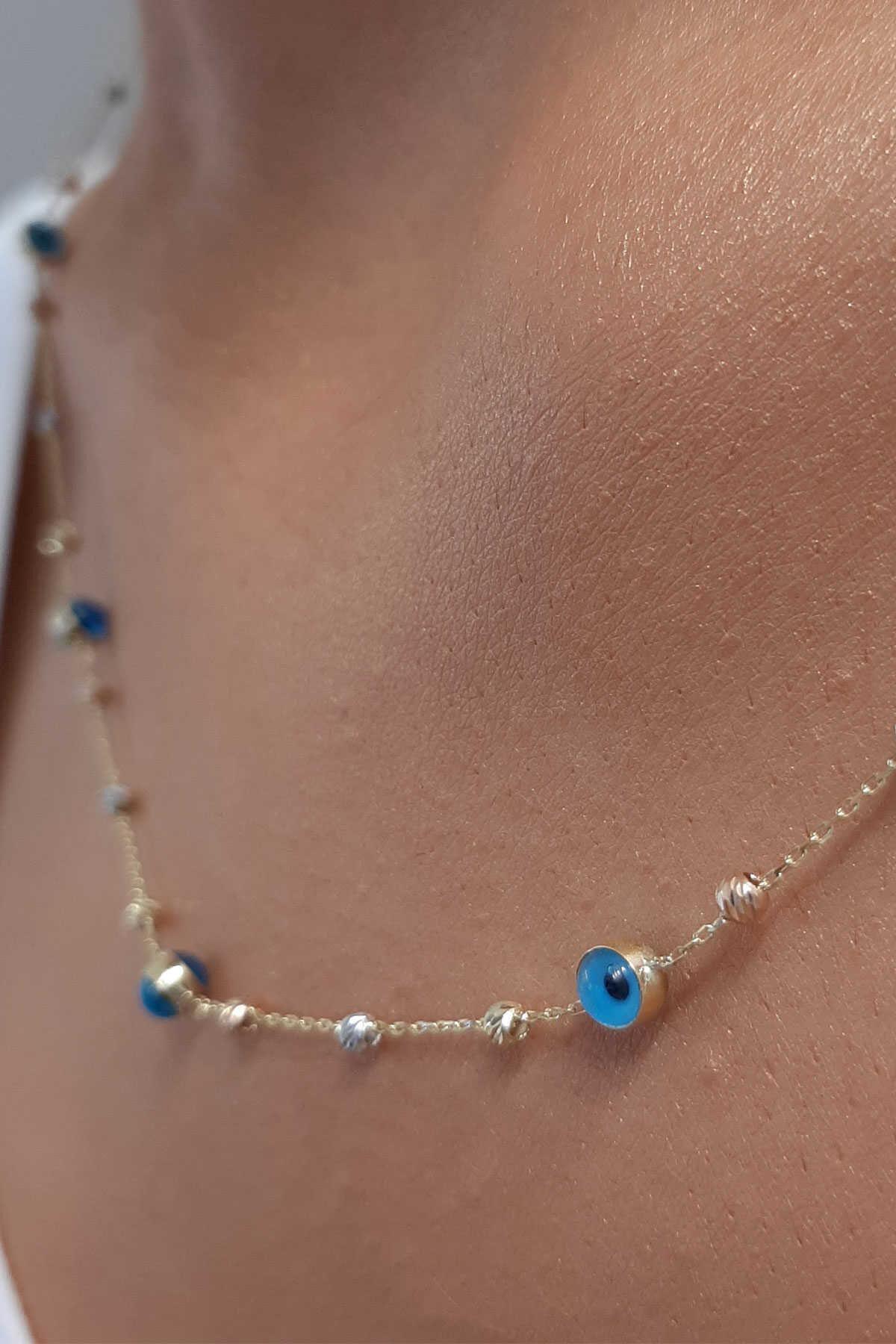 14 Ayar Altın Nazarlık Dizisi Dorikalı Kolye - Fiyonk Kuyumculuk (1)