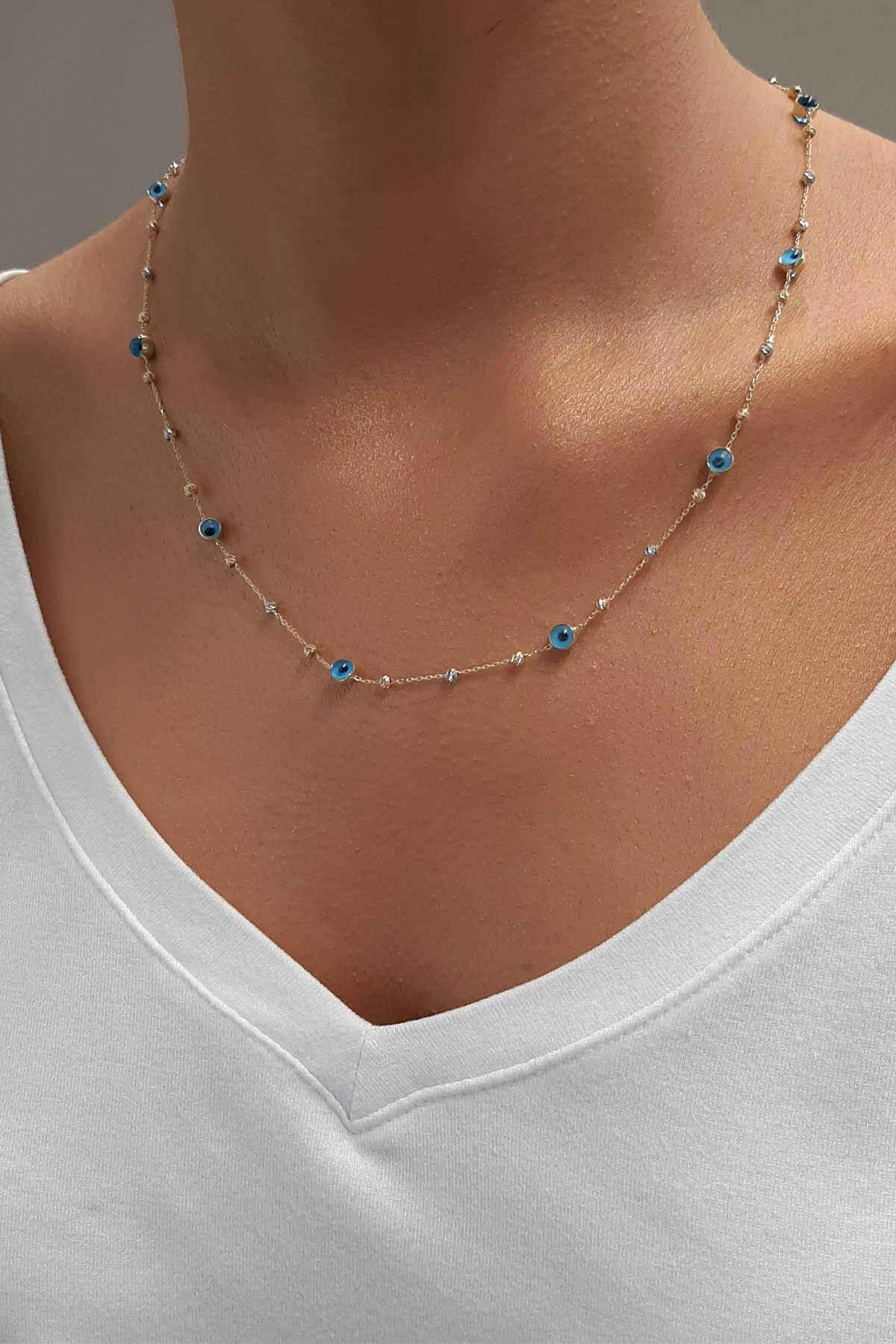 14 Ayar Altın Nazarlık Dizisi Dorikalı Kolye - Fiyonk Kuyumculuk (1)