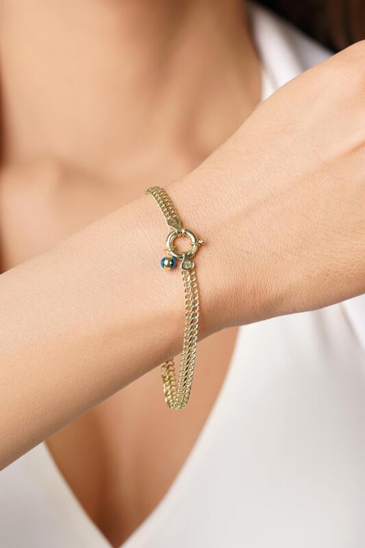 14 Ayar Altın Nazar Boncuklu Viyana Otto Bileklik - Fiyonk Kuyumculuk