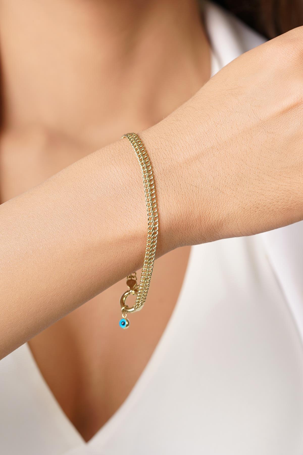 14 Ayar Altın Nazar Boncuklu Viyana Otto Bileklik - Fiyonk Kuyumculuk (1)