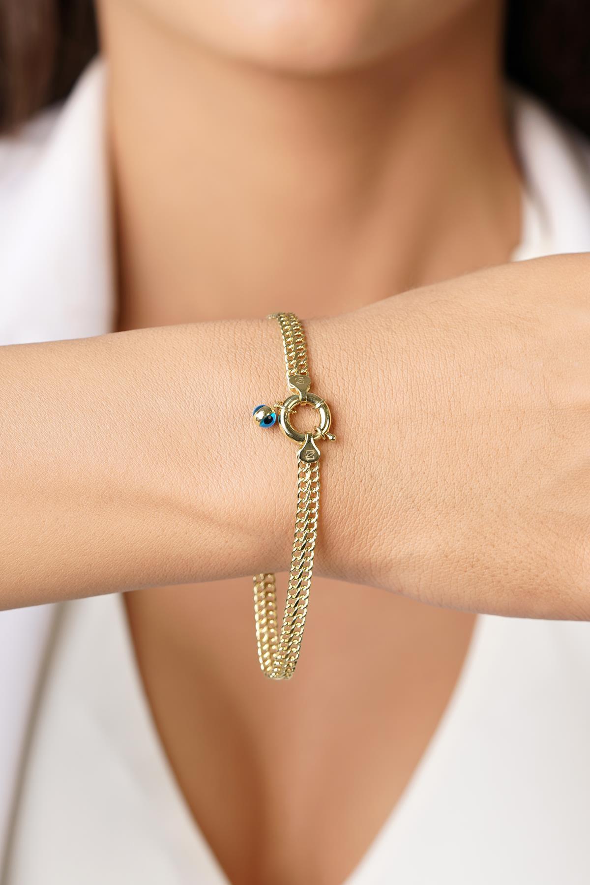 14 Ayar Altın Nazar Boncuklu Viyana Otto Bileklik - Fiyonk Kuyumculuk (1)