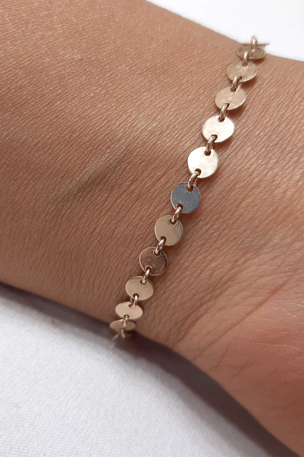 14 Ayar Altın Pul Dizisi Bileklik - Fiyonk Kuyumculuk