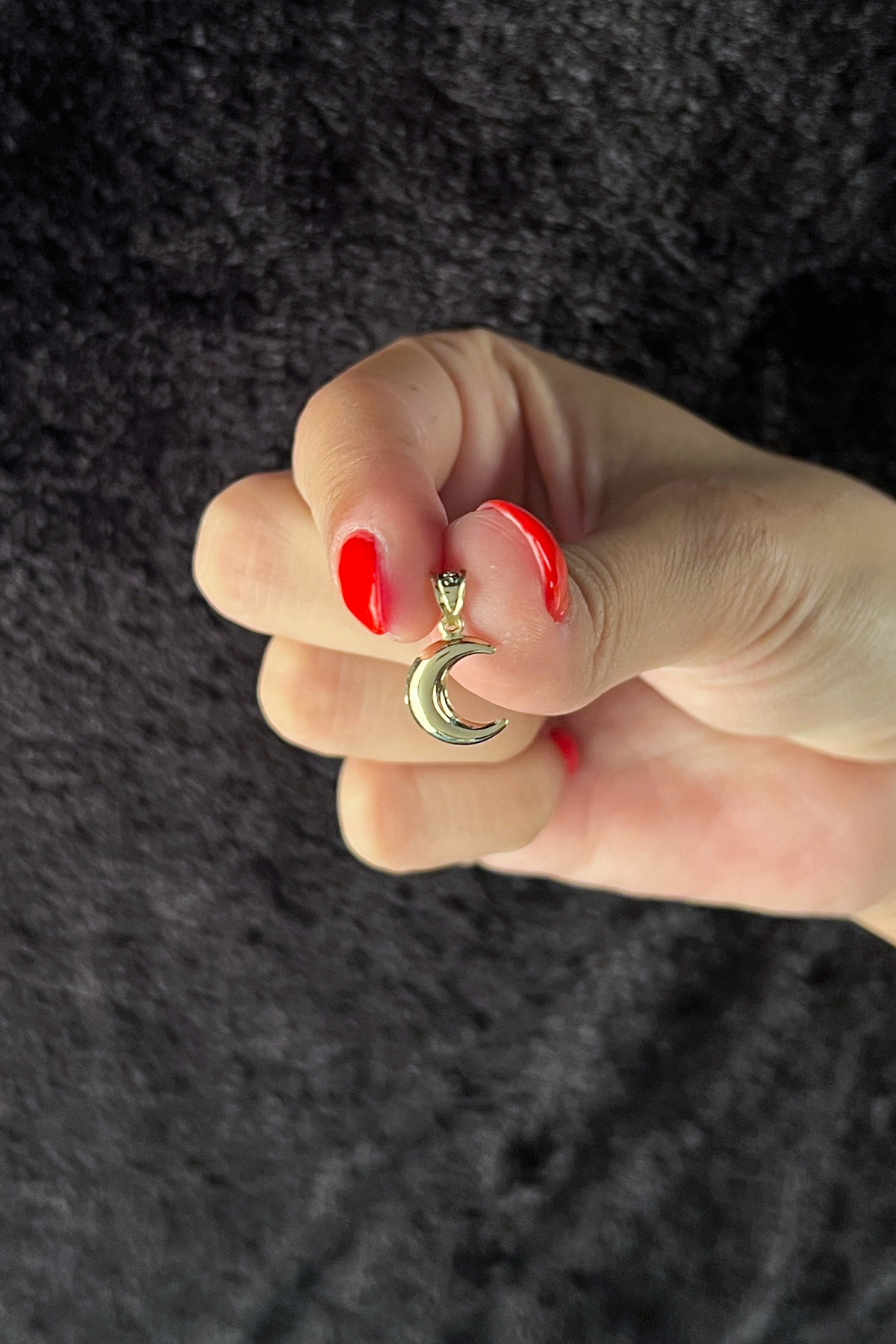 14 Ayar Altın Tombul Ay Kolye Ucu - Fiyonk Kuyumculuk (1)