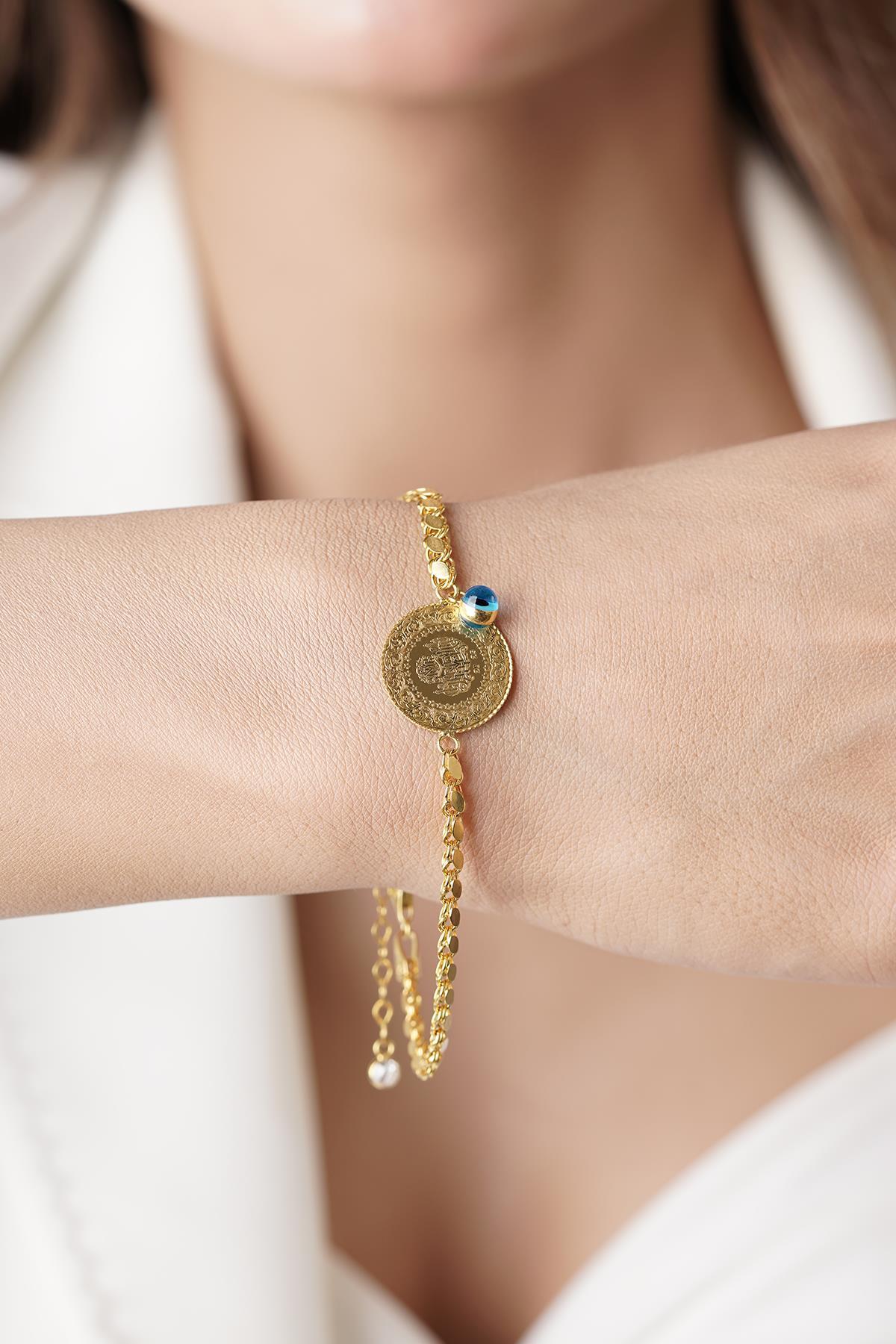 Yeni Çeyrekli 14 Ayar Altın İnce Pullu Bileklik - Fiyonk Kuyumculuk (1)